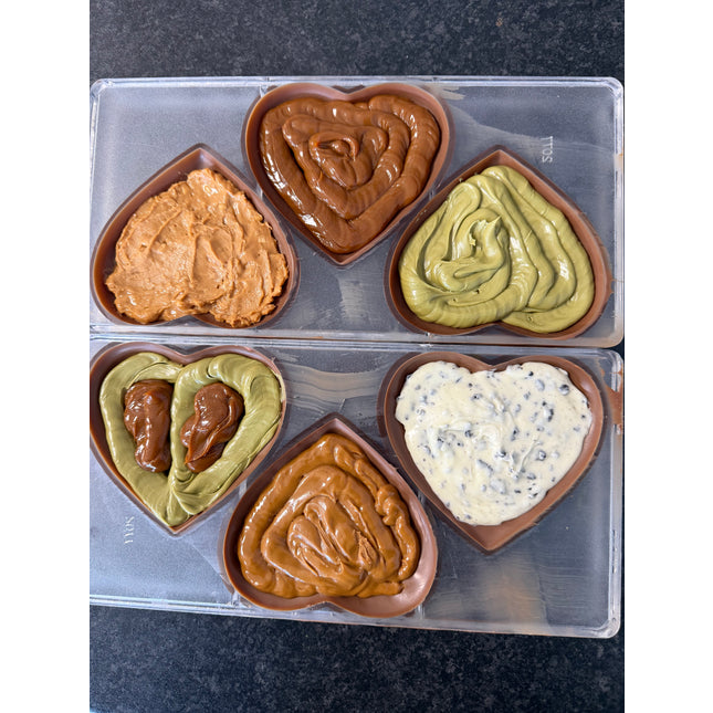 Pistachio & Caramel Filled Heart Duo