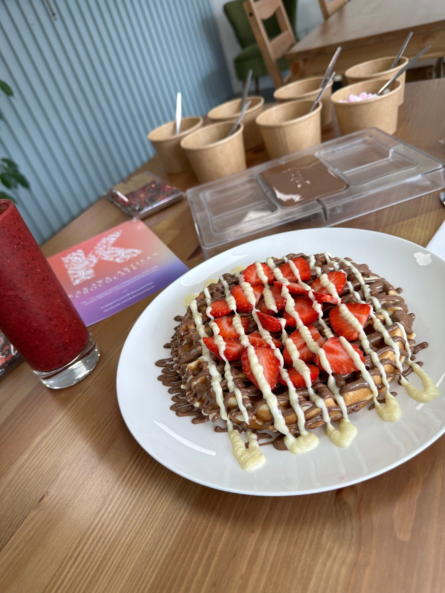 Chocolate Decorating + Waffle + Smoothie