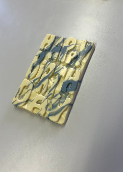 Graffiti Style Happy Birthday Bar - White Chocolate/Blue