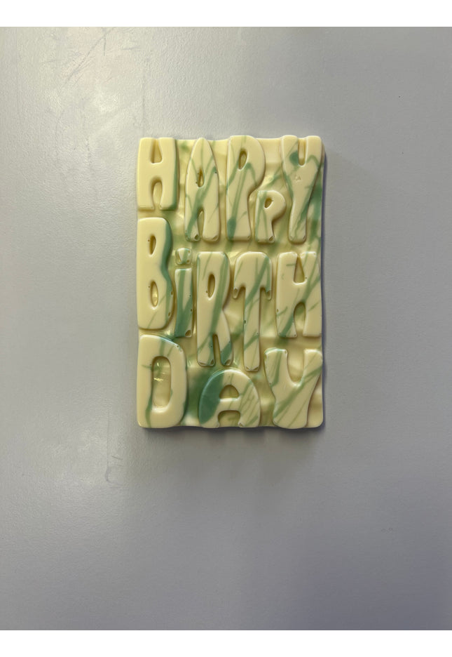 Graffiti Style Happy Birthday Bar - White Chocolate/Green