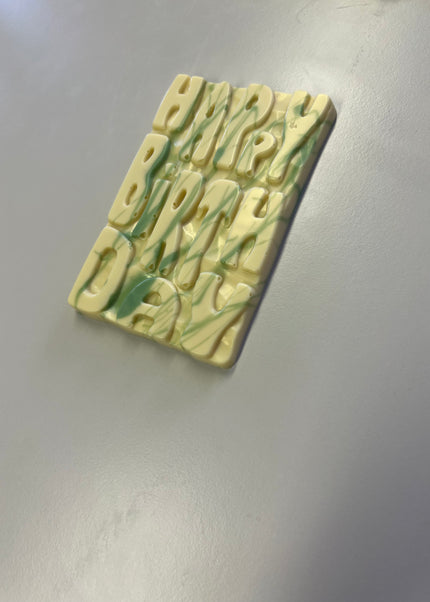 Graffiti Style Happy Birthday Bar - White Chocolate/Green