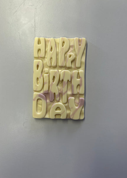 Graffiti Style Happy Birthday Bar - White Chocolate/Pink