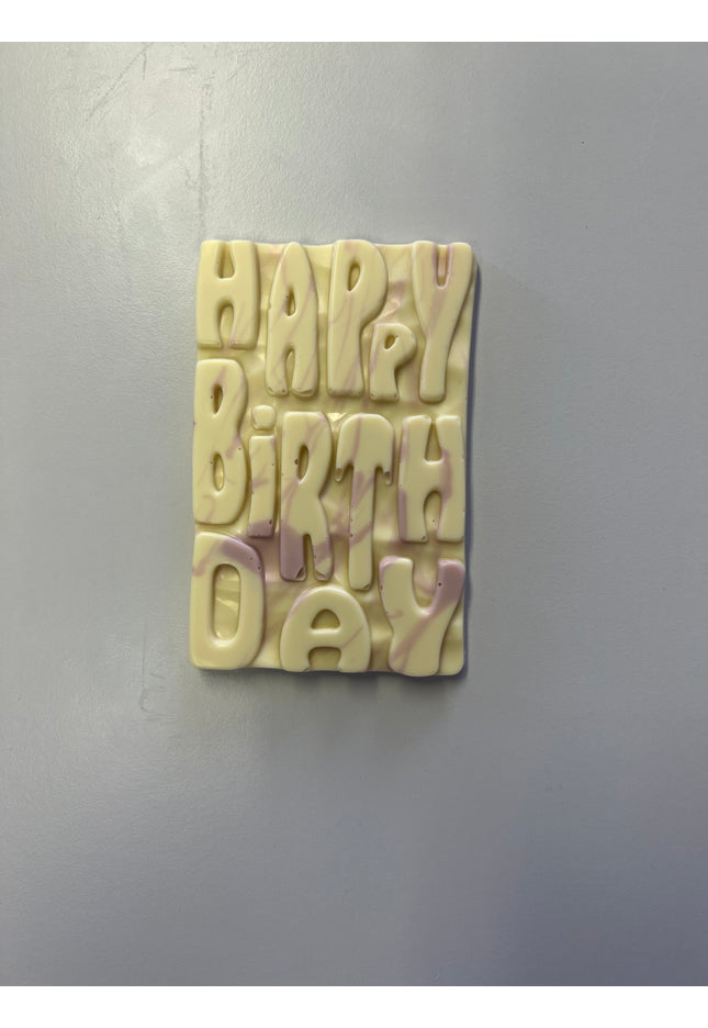 Graffiti Style Happy Birthday Bar - White Chocolate/Pink