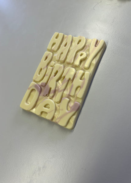 Graffiti Style Happy Birthday Bar - White Chocolate/Pink