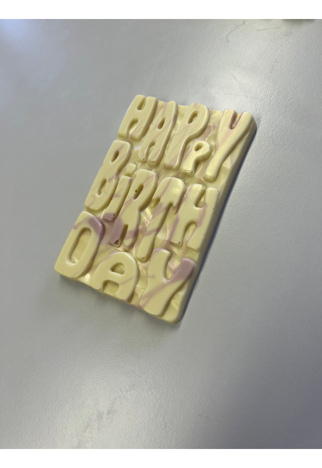 Graffiti Style Happy Birthday Bar - White Chocolate/Pink