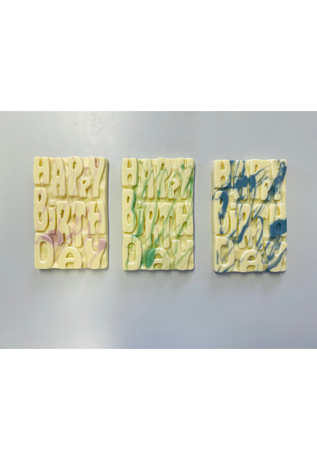 Graffiti Style Happy Birthday Bar - White Chocolate 3pk Blue/Green/Pink