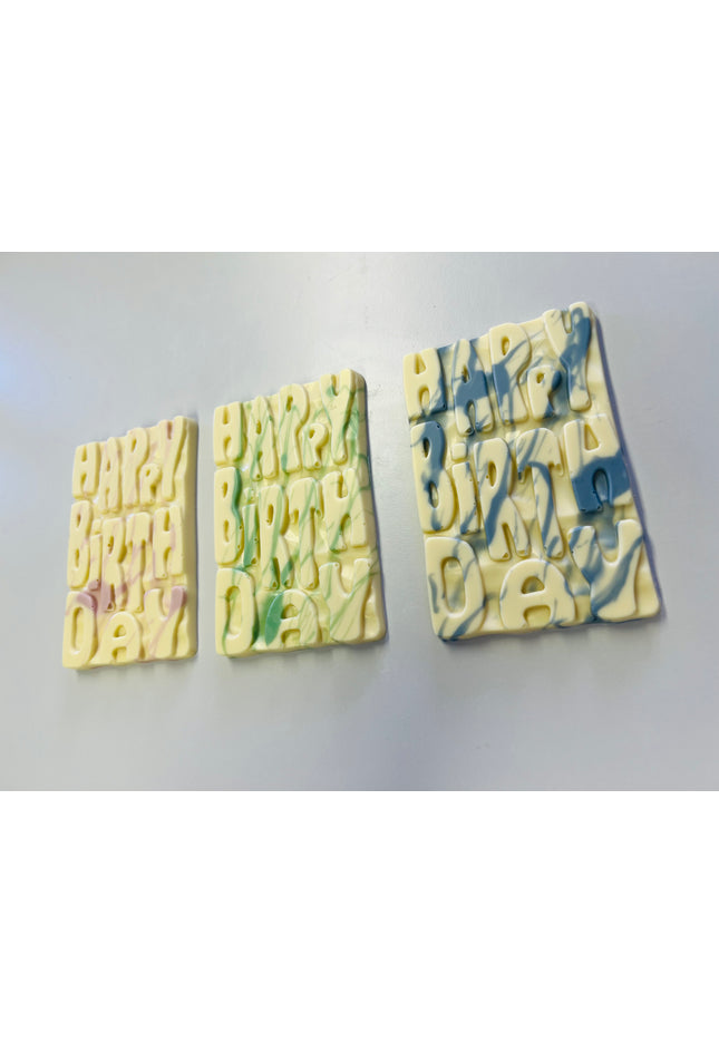 Graffiti Style Happy Birthday Bar - White Chocolate 3pk Blue/Green/Pink